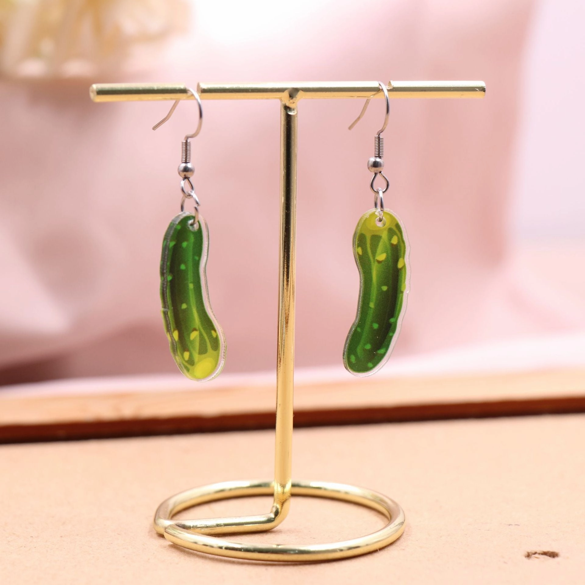 Wholesale Acrylic Cute Vegetable Cucumber Pickled Cucumber Earrings