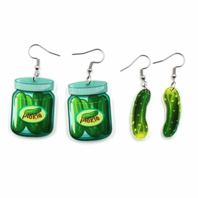 Wholesale Acrylic Cute Vegetable Cucumber Pickled Cucumber Earrings