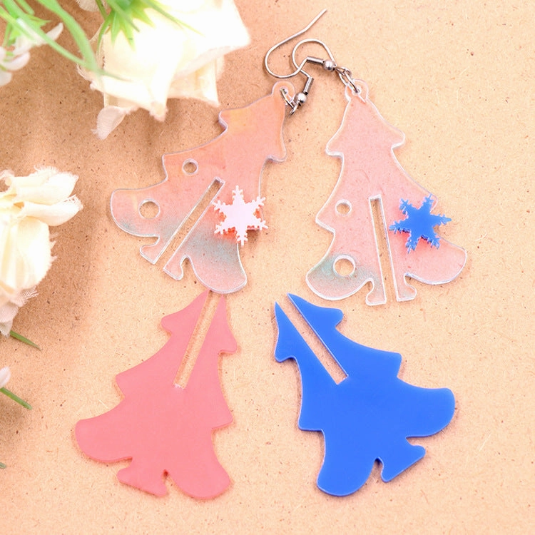 Wholesale Acrylic Earrings 3D Laser Christmas Tree Earrings