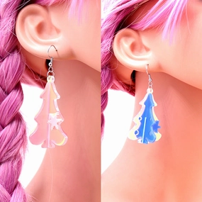 Wholesale Acrylic Earrings 3D Laser Christmas Tree Earrings