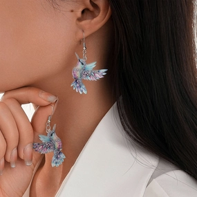 Wholesale Acrylic earrings colorful hummingbird earrings