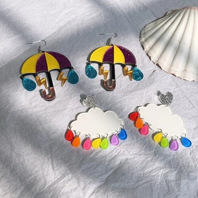 Wholesale Acrylic Earrings Umbrella Cloud Lightning