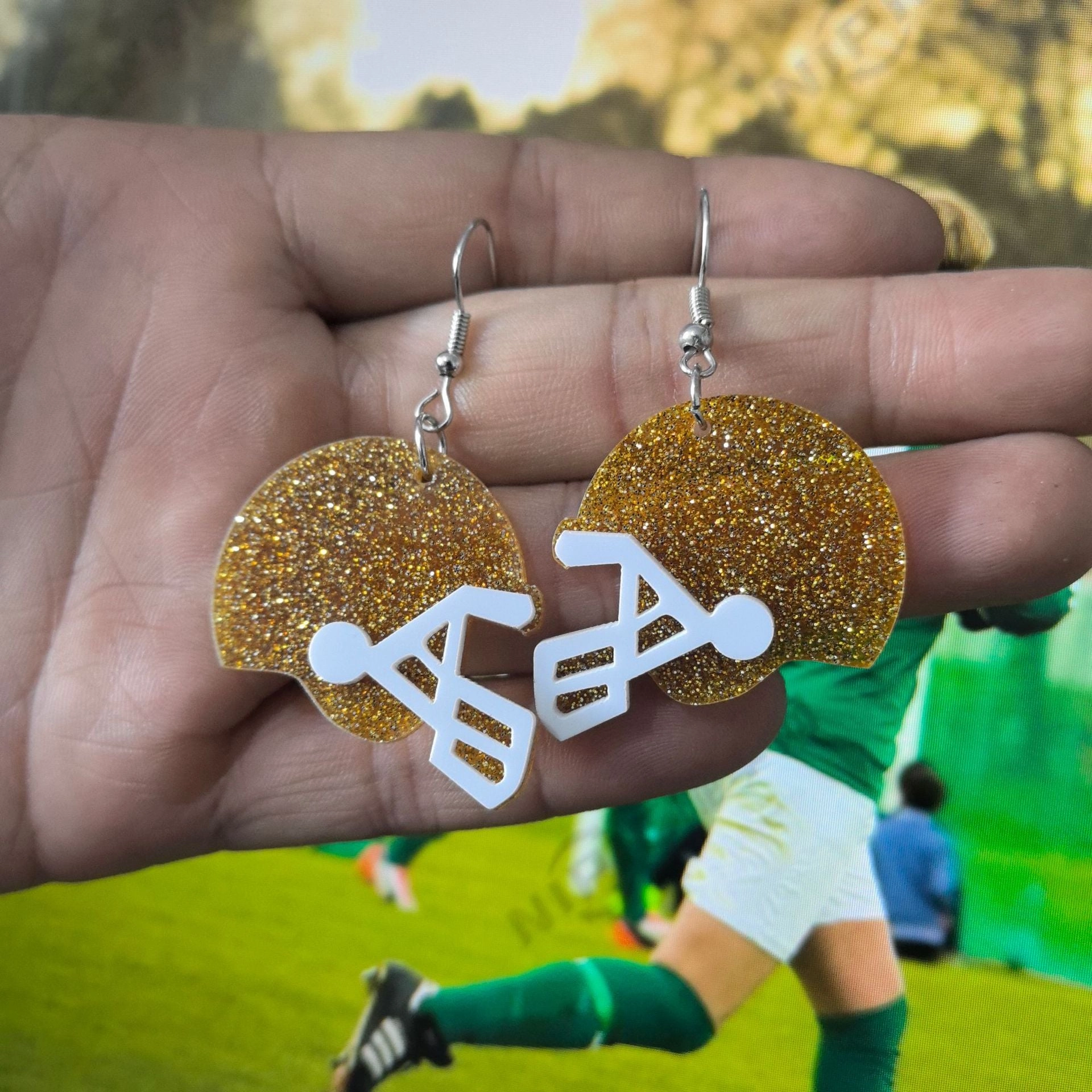 Wholesale Acrylic Football Hat Athlete Earrings
