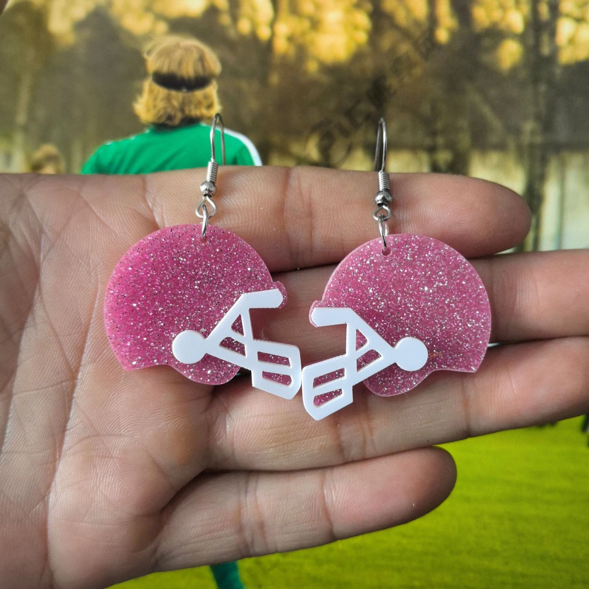 Wholesale Acrylic Football Hat Athlete Earrings