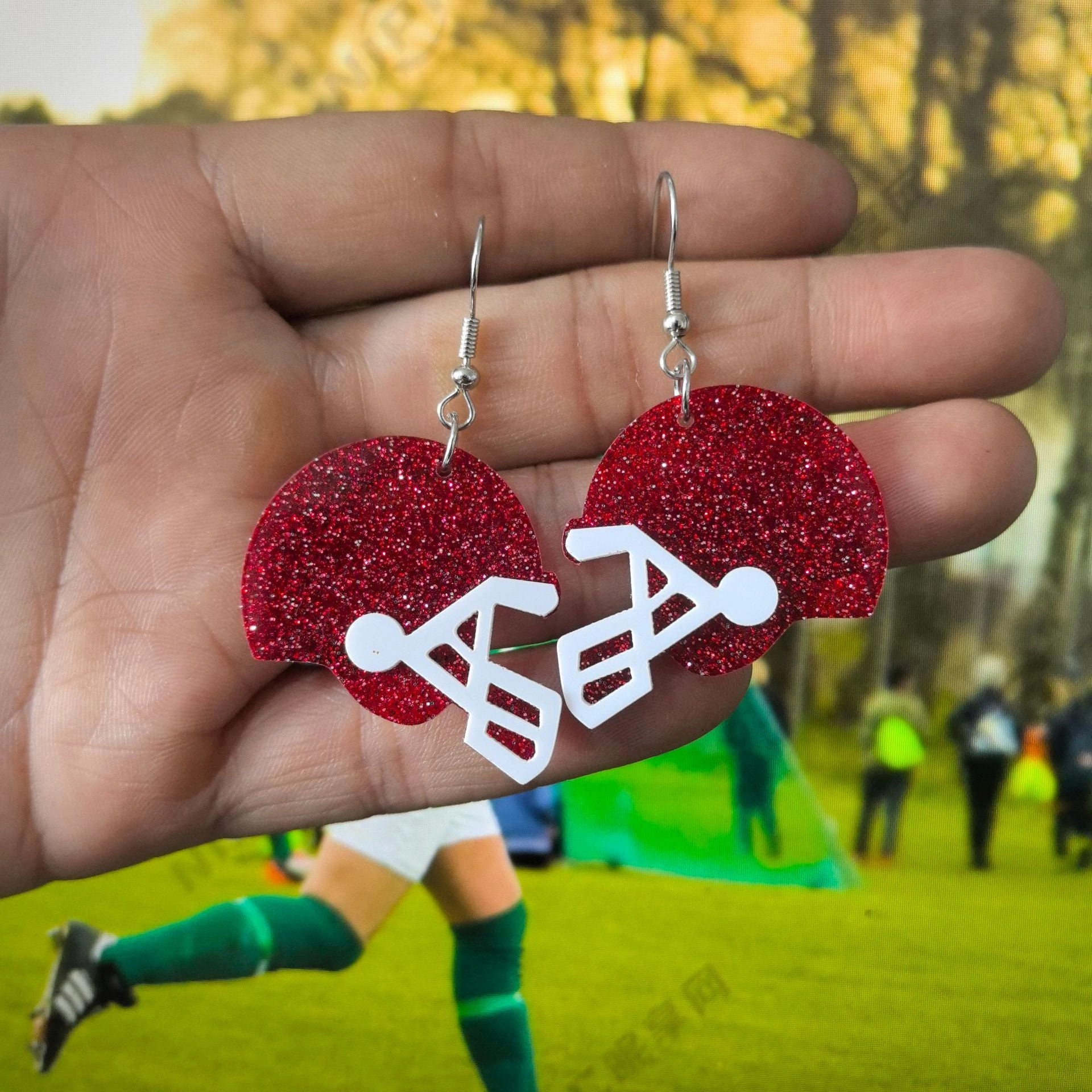 Wholesale Acrylic Football Hat Athlete Earrings