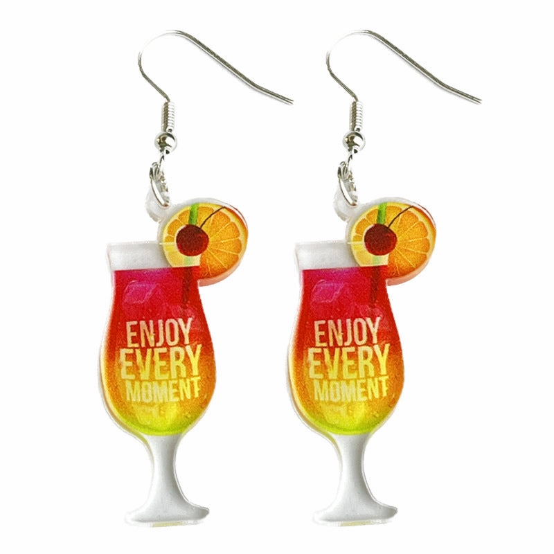 Wholesale Acrylic Fun Cocktail Fruit Drink Party Earrings