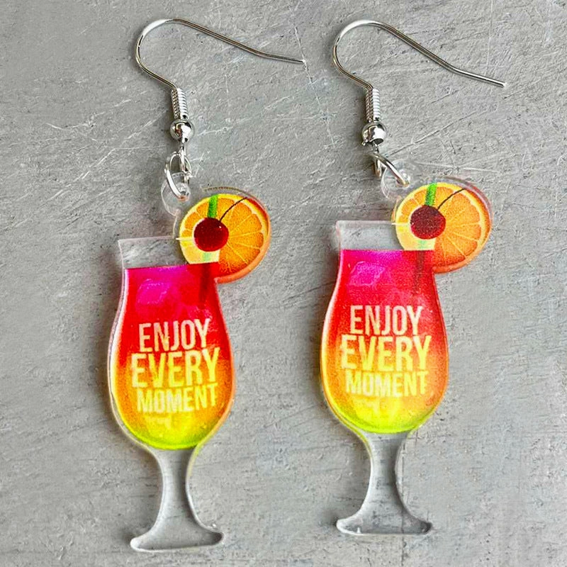 Wholesale Acrylic Fun Cocktail Fruit Drink Party Earrings