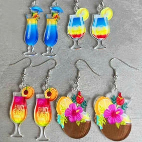 Wholesale Acrylic Fun Cocktail Fruit Drink Party Earrings