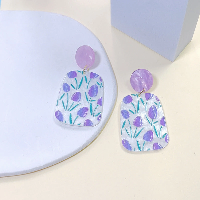Wholesale Acrylic Geometric Tulip Earrings