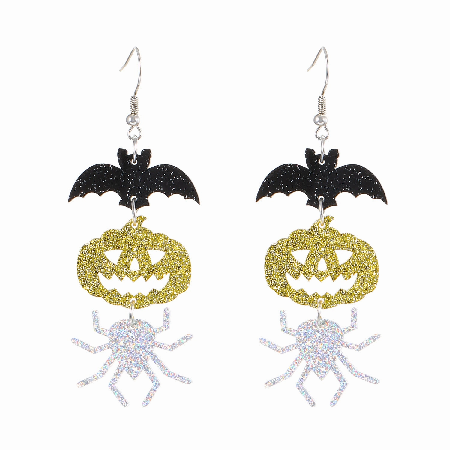 Wholesale Acrylic Gothic Dark Pumpkin Bat Skull Earrings