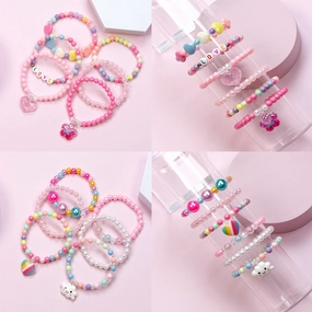 Wholesale Acrylic Handmade Beaded Color 6pcs Bracelet Set