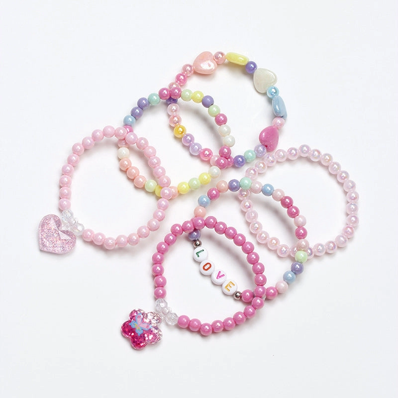 Wholesale Acrylic Handmade Beaded Color 6pcs Bracelet Set