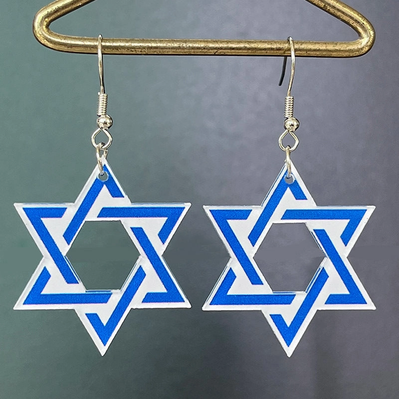 Wholesale Acrylic Hanukkah Star Earrings 2 Pairs in A Pack