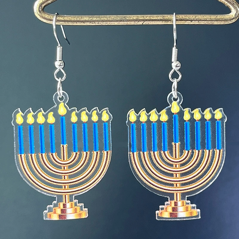 Wholesale Acrylic Hanukkah Star Earrings 2 Pairs in A Pack