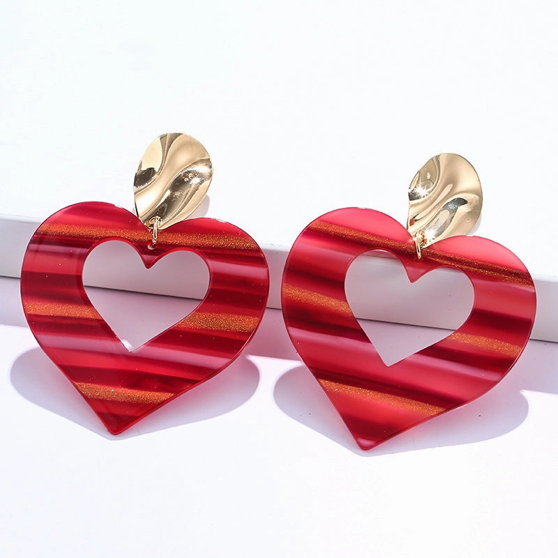 Wholesale Acrylic Heart Gradient Earrings