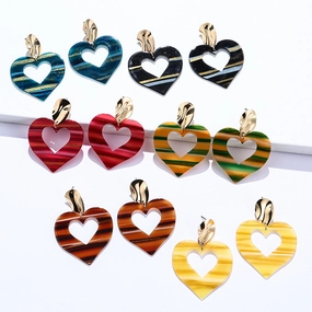 Wholesale Acrylic Heart Gradient Earrings