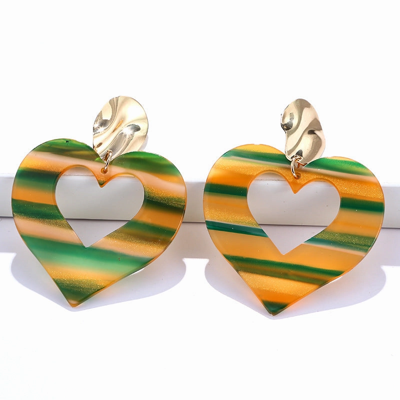 Wholesale Acrylic Heart Gradient Earrings