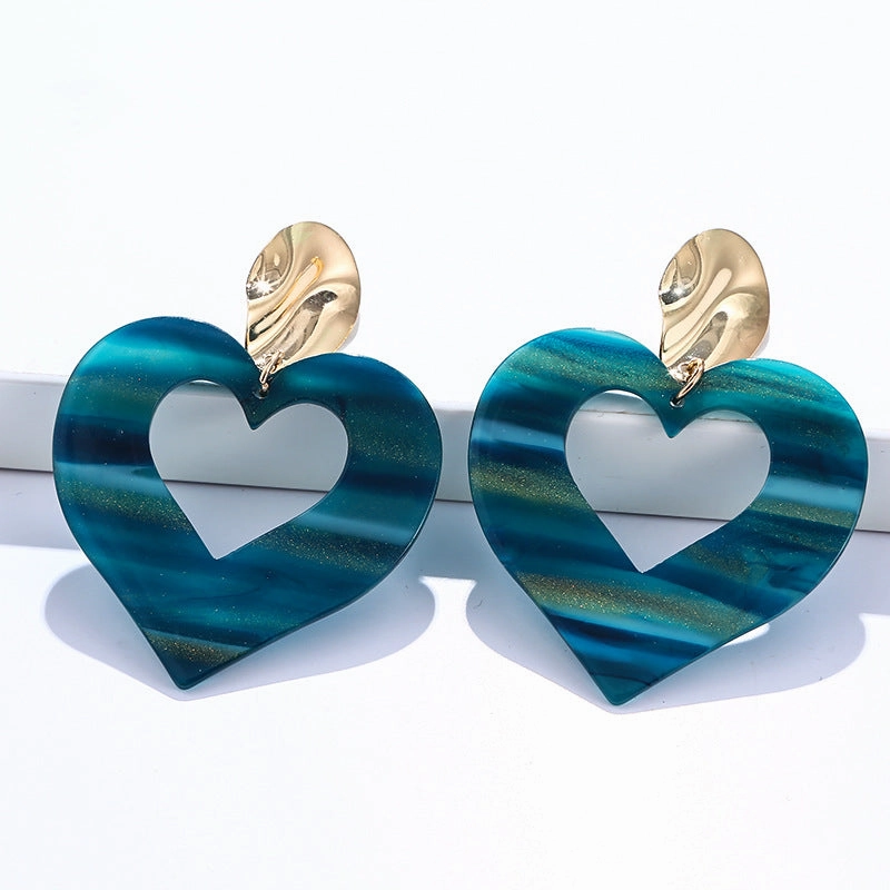 Wholesale Acrylic Heart Gradient Earrings