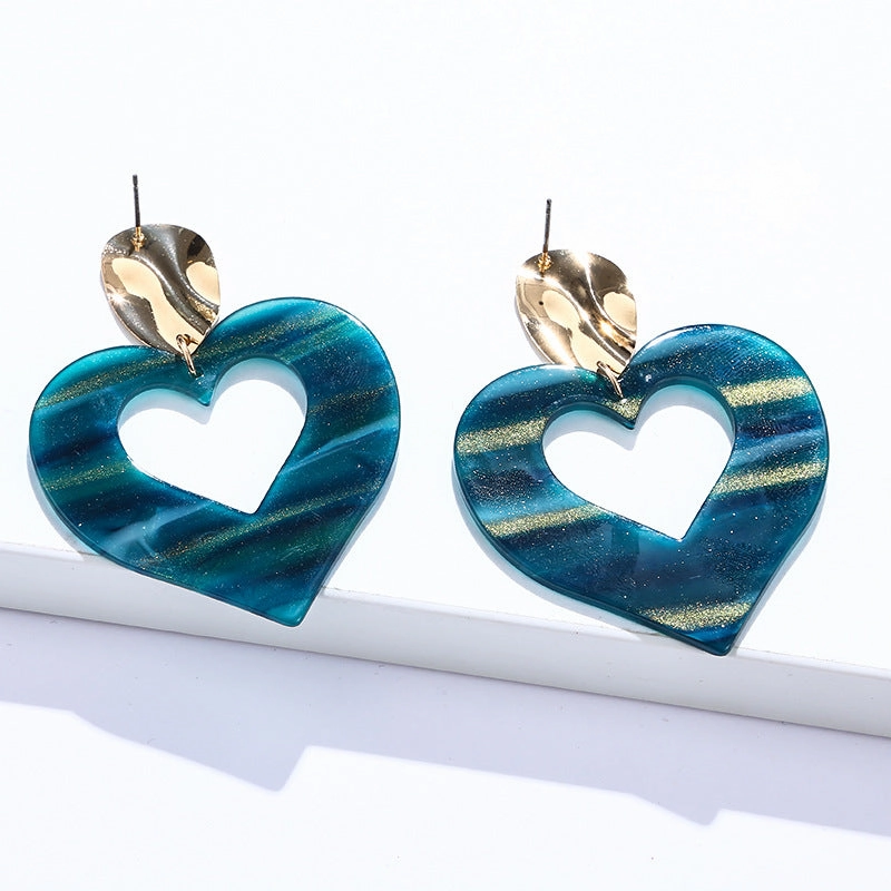 Wholesale Acrylic Heart Gradient Earrings
