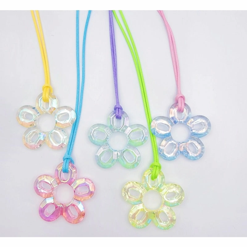 Wholesale Acrylic Hollow Out Plum Blossom Wax Thread Necklace