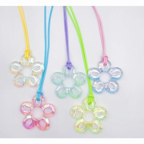 Wholesale Acrylic Hollow Out Plum Blossom Wax Thread Necklace