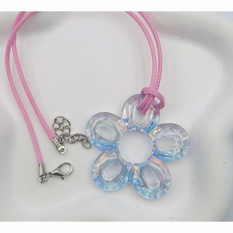 Wholesale Acrylic Hollow Out Plum Blossom Wax Thread Necklace
