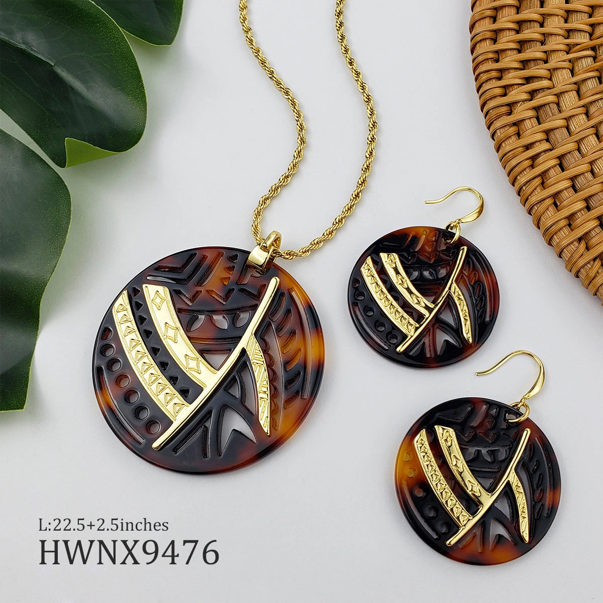 Wholesale Acrylic Large Flower Inlaid Pearl Earrings Jewelry Set