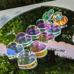 Wholesale Acrylic laser colorful heart earrings