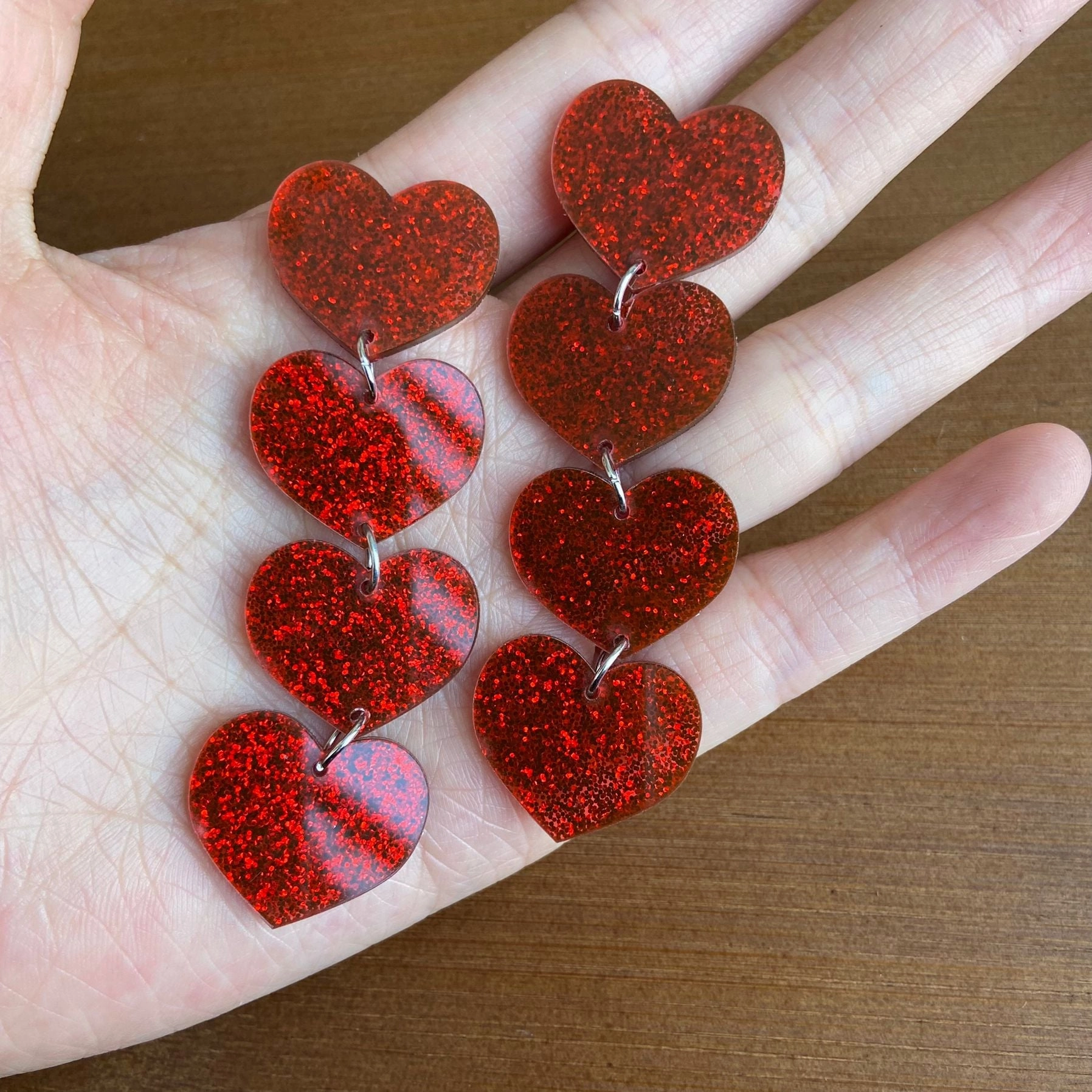 Wholesale Acrylic laser colorful heart earrings
