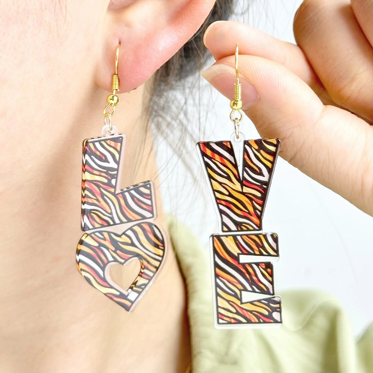 Wholesale Acrylic Letter LOVE Heart Valentine's Day Earrings