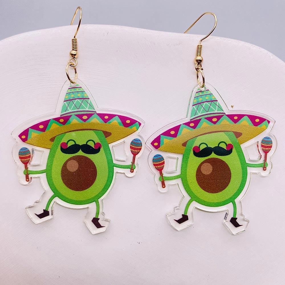 Wholesale Acrylic Letters Avocado Earrings