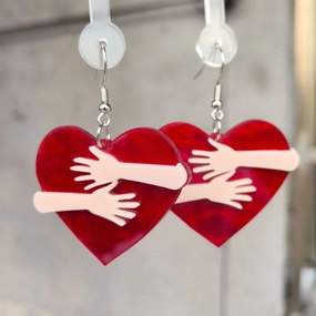 Wholesale Acrylic Love Valentine's Day Series Peach Heart Palm Hug Simple Retro Temperament Earrings
