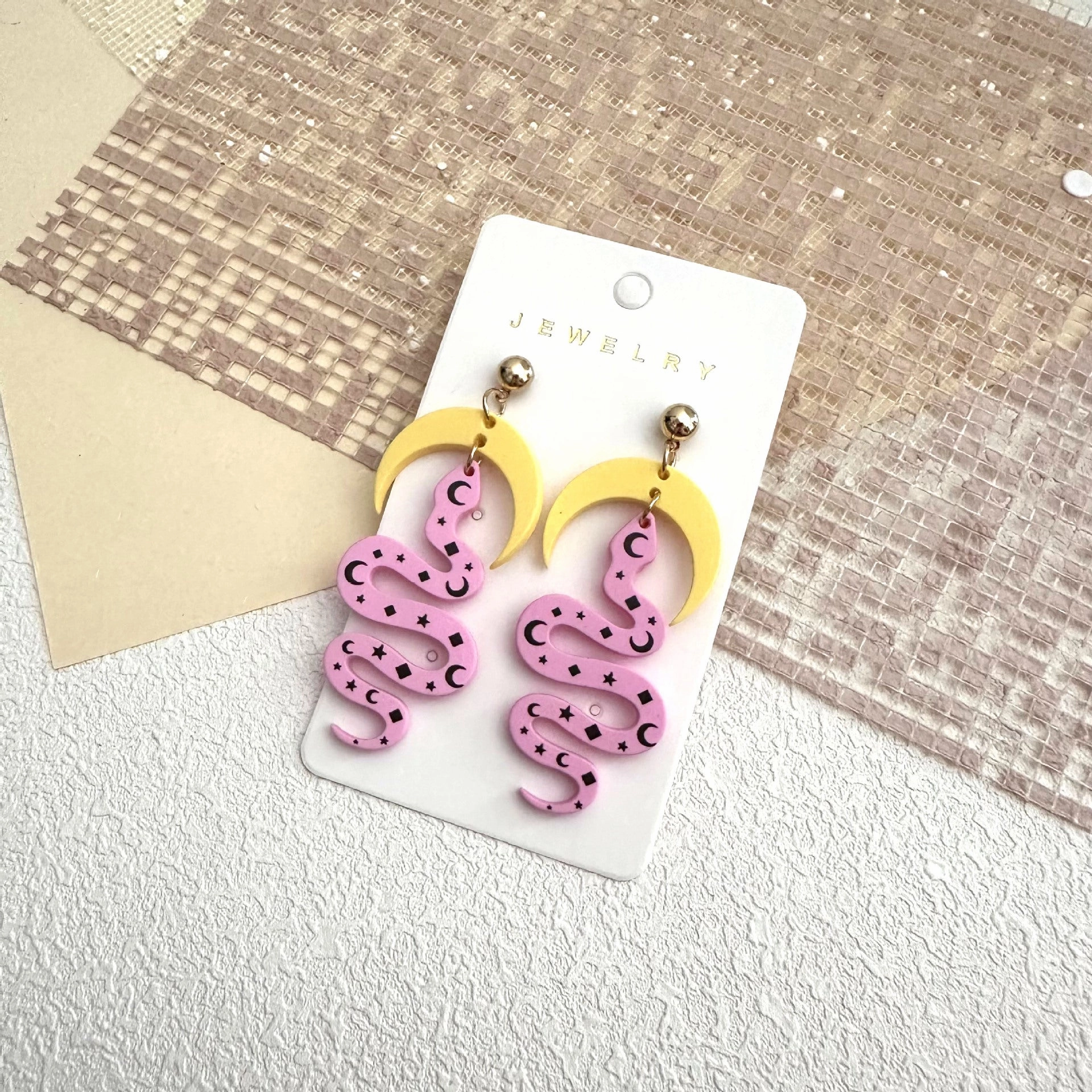 Wholesale Acrylic Moon Snake Animal Bee Frog Cat Long Earrings