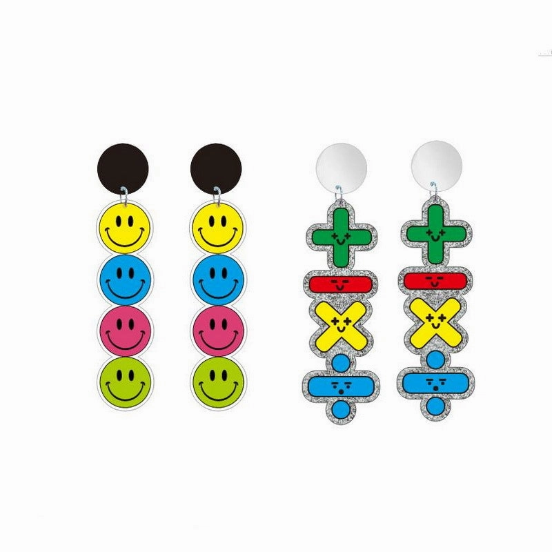 Wholesale Acrylic Printing Smiley Face Earrings
