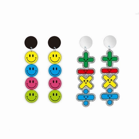 Wholesale Acrylic Printing Smiley Face Earrings