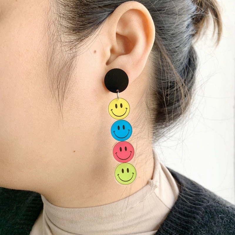 Wholesale Acrylic Printing Smiley Face Earrings