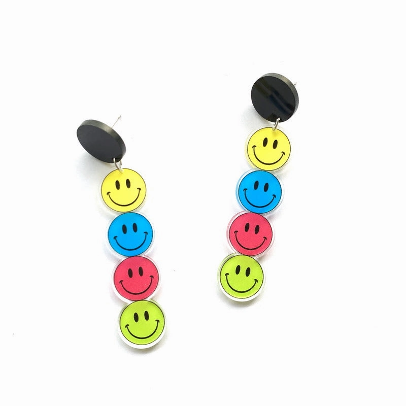 Wholesale Acrylic Printing Smiley Face Earrings