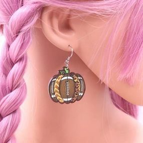 Wholesale Acrylic Pumpkin Rugby Earrings