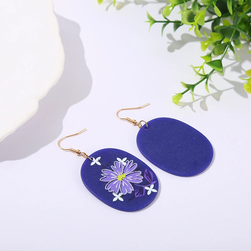 Wholesale Acrylic Purple Daisies Flowers Earrings