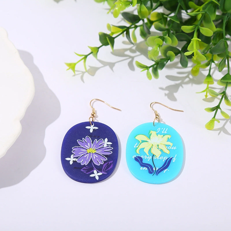 Wholesale Acrylic Purple Daisies Flowers Earrings
