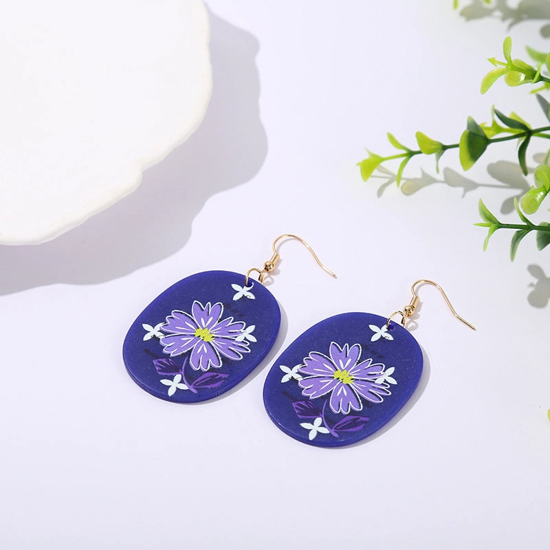Wholesale Acrylic Purple Daisies Flowers Earrings