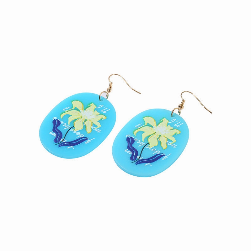 Wholesale Acrylic Purple Daisies Flowers Earrings