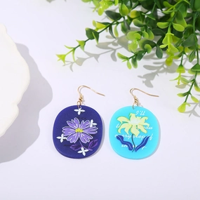 Wholesale Acrylic Purple Daisies Flowers Earrings