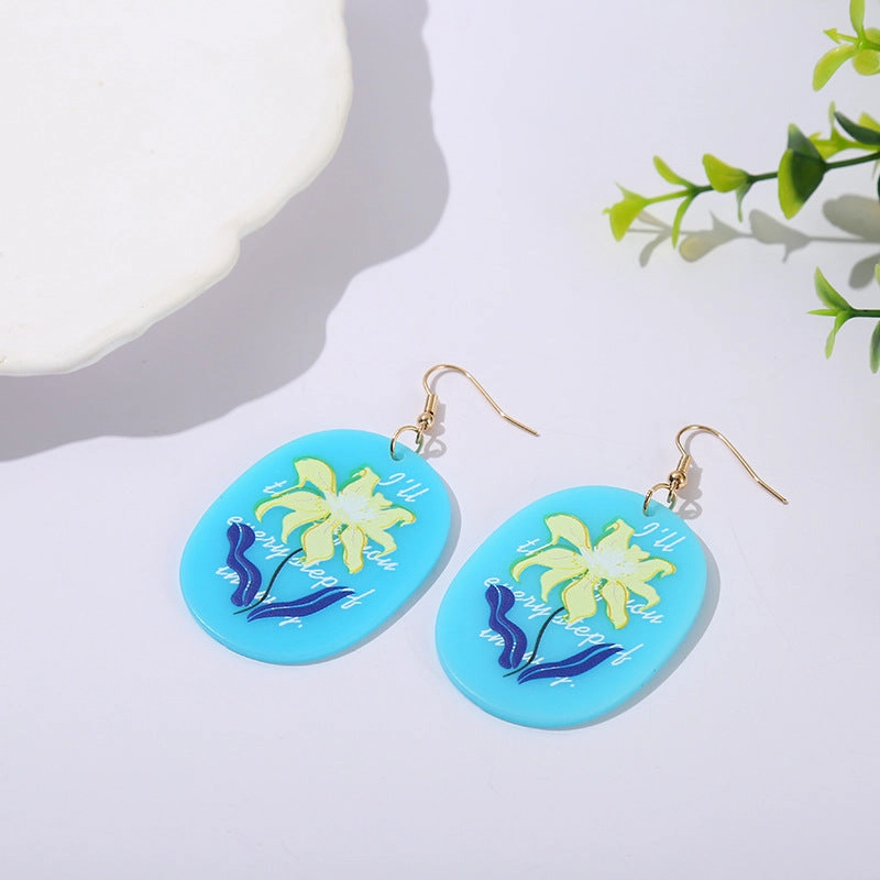 Wholesale Acrylic Purple Daisies Flowers Earrings