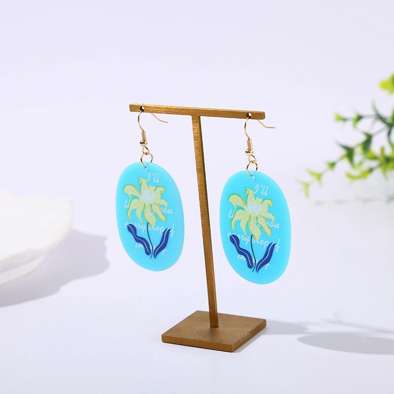Wholesale Acrylic Purple Daisies Flowers Earrings