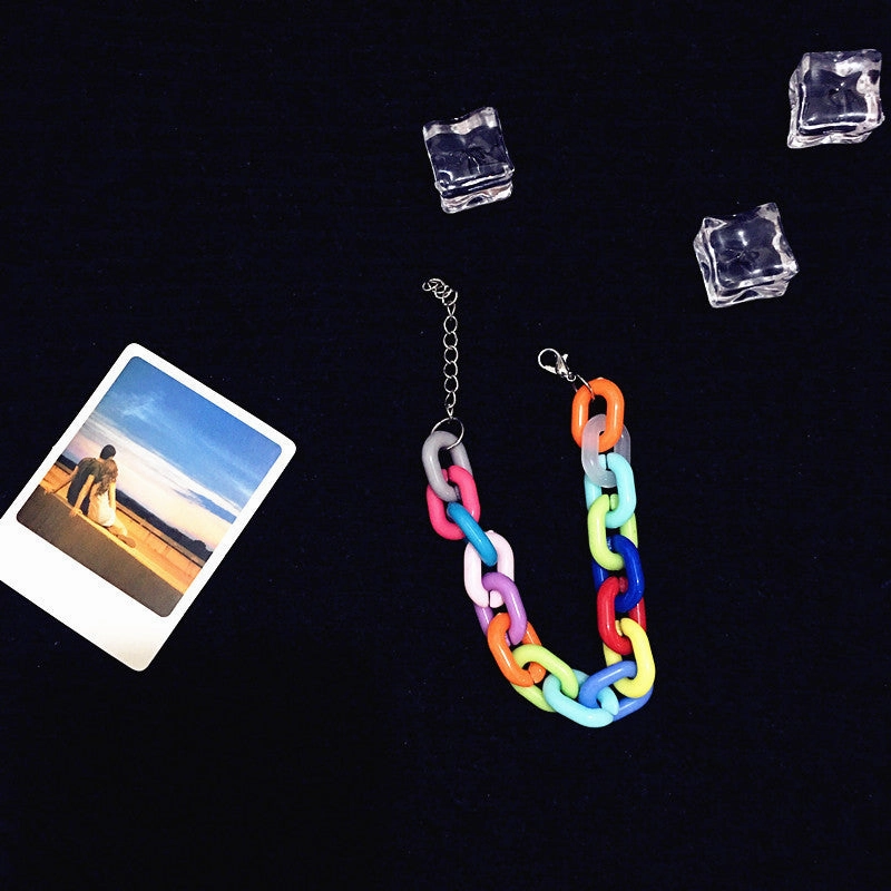 Wholesale Acrylic Rainbow Chain Earrings