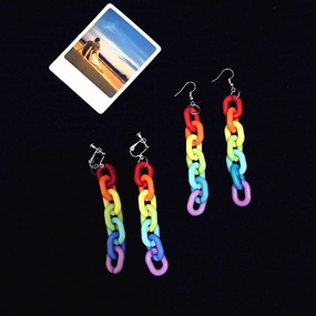 Wholesale Acrylic Rainbow Chain Earrings
