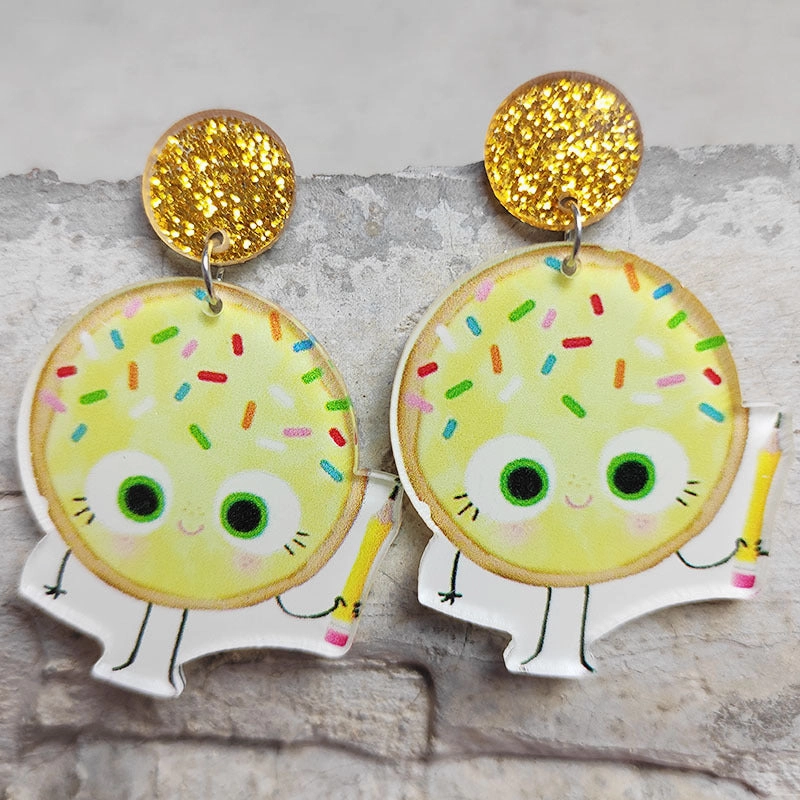 Wholesale Acrylic Reading Fun Potato Cake Dog Earrings
