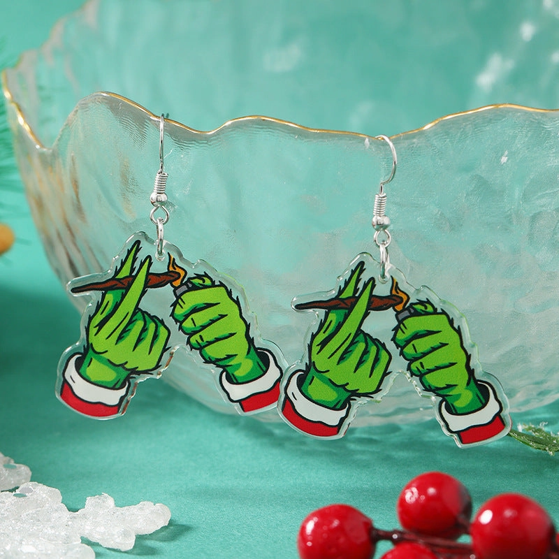 Wholesale Acrylic Reversible Vintage Fashion Halloween Socks Black Cat Earrings