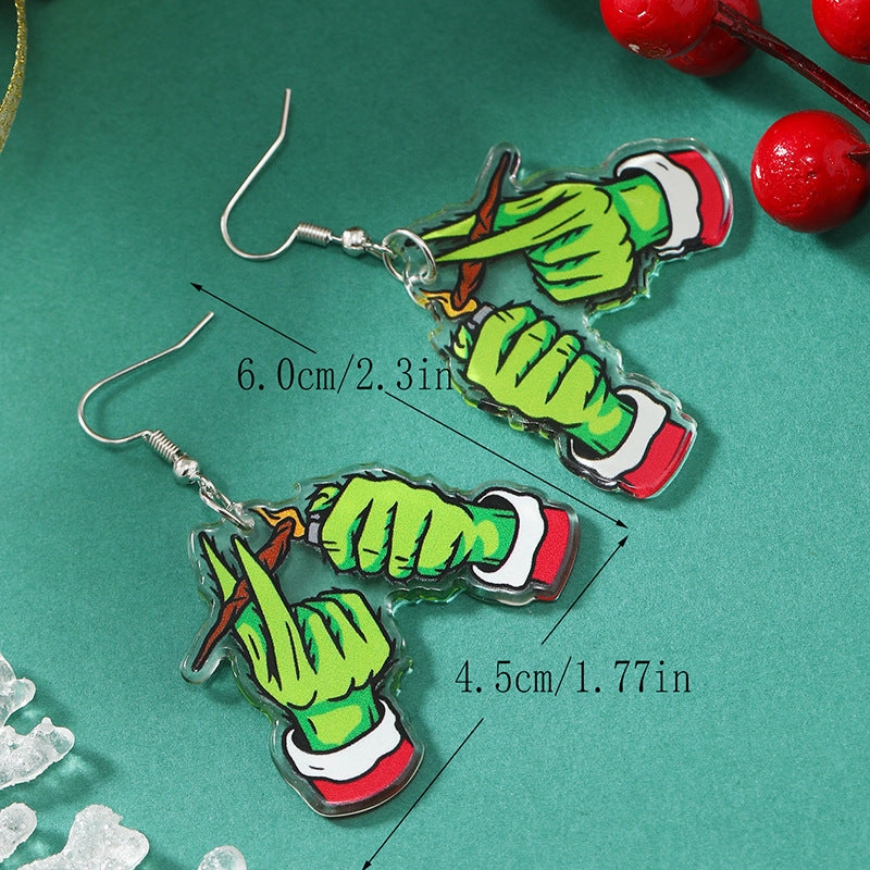 Wholesale Acrylic Reversible Vintage Fashion Halloween Socks Black Cat Earrings